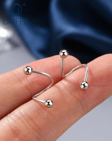 OUFER 18G أقراط الغضروف للنساء والرجال 925 الفضة الصلبة الأقراط تويست قابل للتعديل، تصميم رأس كروي كلاسيكي الفص الحلزون ثقب المجوهرات، الأذن ترصيع المجوهرات Labret الشفاه ثقب المجوهرات in Kuwait