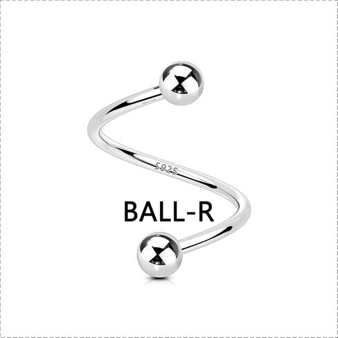 OUFER 18G أقراط الغضروف للنساء والرجال 925 الفضة الصلبة الأقراط تويست قابل للتعديل، تصميم رأس كروي كلاسيكي الفص الحلزون ثقب المجوهرات، الأذن ترصيع المجوهرات Labret الشفاه ثقب المجوهرات in Kuwait