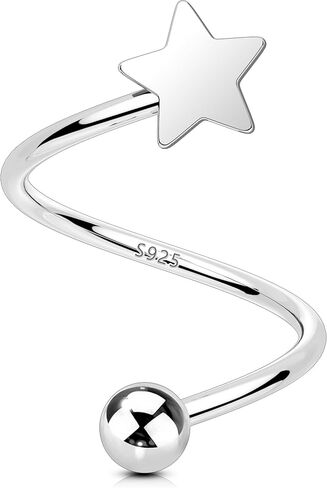 OUFER 18G أقراط الغضروف للنساء والرجال 925 الفضة الصلبة الأقراط تويست قابل للتعديل، تصميم رأس كروي كلاسيكي الفص الحلزون ثقب المجوهرات، الأذن ترصيع المجوهرات Labret الشفاه ثقب المجوهرات in Kuwait
