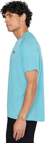 تي شيرت رجالي بأكمام قصيرة من Under Armour Tech منقوش باللون الأزرق الضبابي/أسود مقاس X-Large in Kuwait