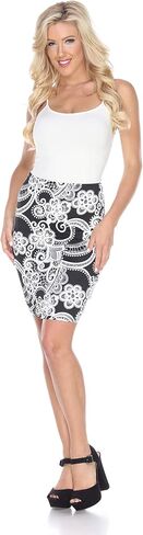 WM White Mark Women's Black and White Flower Print Pencil Skirt in Saudi Arabia