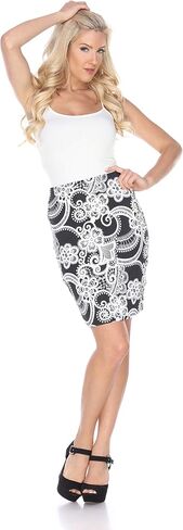 WM White Mark Women's Black and White Flower Print Pencil Skirt in Saudi Arabia