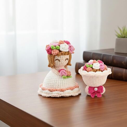 Reversible Crochet Bouquet Flower Doll 2026 New Cute Handmade Bride Cross Dressing Wedding Dress Dolls Funny Knitted Graduation Birthday for Women and Girlfriend in Saudi Arabia