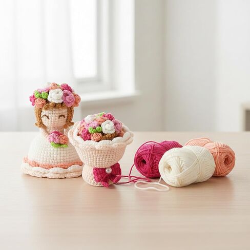 Reversible Crochet Bouquet Flower Doll 2026 New Cute Handmade Bride Cross Dressing Wedding Dress Dolls Funny Knitted Graduation Birthday for Women and Girlfriend in Saudi Arabia