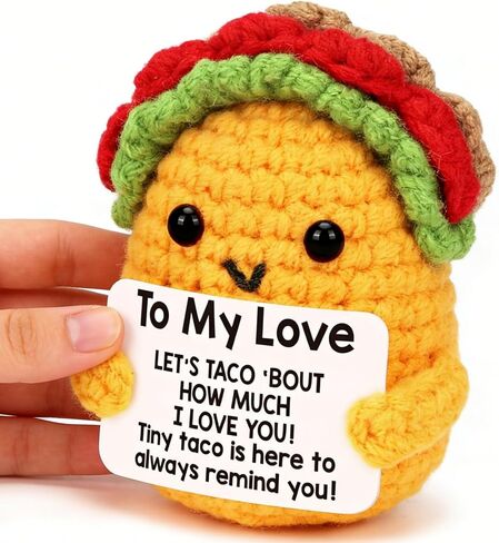 Positive Taco Crochet Plush – Emotional Support Crochet Gift – Birthday Gifts for Women, Mom, Friends – Cute Desk Decor, Christmas & Friendship Present – Encouragement Pick-Me-Up in Saudi Arabia
