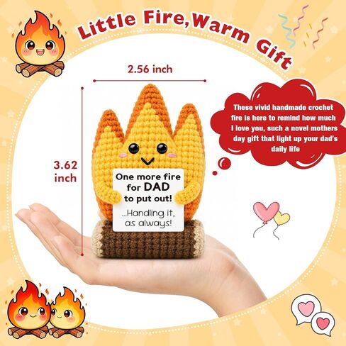 Dad Gifts for Fathers Day from Son Daughter Wife,Positive Handmade Crochet Birthday Gift for Fathers Daddy Papa New Bonus Step Dads,Funny Crochet Flame Gifts for Father Men,I Love You Dad Gift in Saudi Arabia