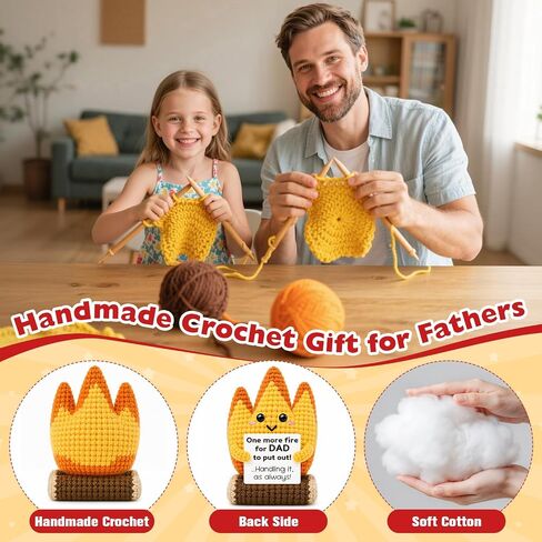 Dad Gifts for Fathers Day from Son Daughter Wife,Positive Handmade Crochet Birthday Gift for Fathers Daddy Papa New Bonus Step Dads,Funny Crochet Flame Gifts for Father Men,I Love You Dad Gift in Saudi Arabia