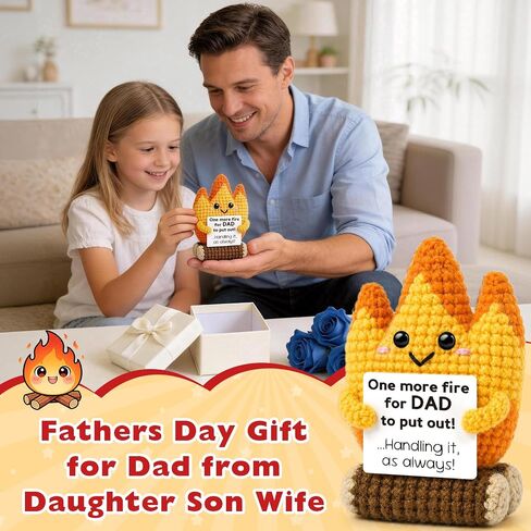 Dad Gifts for Fathers Day from Son Daughter Wife,Positive Handmade Crochet Birthday Gift for Fathers Daddy Papa New Bonus Step Dads,Funny Crochet Flame Gifts for Father Men,I Love You Dad Gift in Saudi Arabia