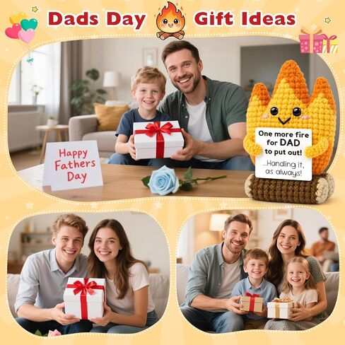 Dad Gifts for Fathers Day from Son Daughter Wife,Positive Handmade Crochet Birthday Gift for Fathers Daddy Papa New Bonus Step Dads,Funny Crochet Flame Gifts for Father Men,I Love You Dad Gift in Saudi Arabia