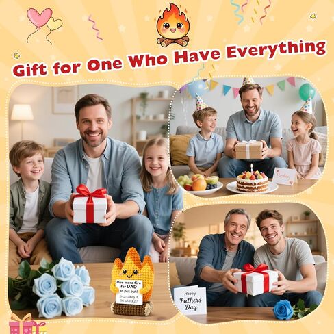 Dad Gifts for Fathers Day from Son Daughter Wife,Positive Handmade Crochet Birthday Gift for Fathers Daddy Papa New Bonus Step Dads,Funny Crochet Flame Gifts for Father Men,I Love You Dad Gift in Saudi Arabia