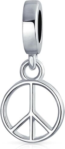Bling Jewelry .925 Sterling Silver Inspirational Symbol Of World Peace Sign Dangle Charm Bead For Women Teen for Bracelet in Saudi Arabia