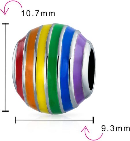 Bling Jewelry .925 Sterling Silver Colorful Enamel LGBTQ Rights Symbol Rainbow Spacer Charm Bead for Women Teens for Bracelet in Saudi Arabia