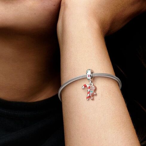 PANDORA Gingerbread Man Dangle Charm - Compatible Moments Bracelets - Jewelry for Women - Gift for Women - Made with Sterling Silver & Enamel in Kuwait