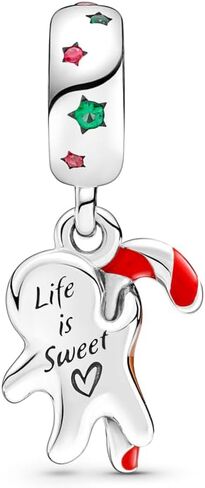 PANDORA Gingerbread Man Dangle Charm - Compatible Moments Bracelets - Jewelry for Women - Gift for Women - Made with Sterling Silver & Enamel in Kuwait