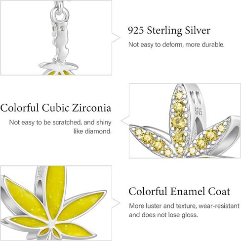 GNOCE Green Plant Pot Leaf Charm, S925 Sterling Silver Charm Fit Bracelet/Necklace for Women Wife Sister/Jewelry Gift in Kuwait