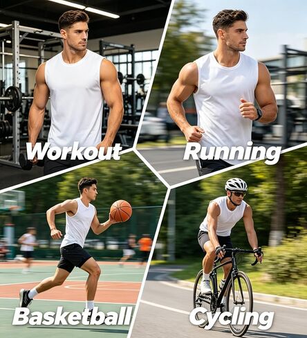 Men's Quick Dry Sleeveless Workout Tank Top Breathable Mesh Muscle Shirt for Gym Running Training in Kuwait