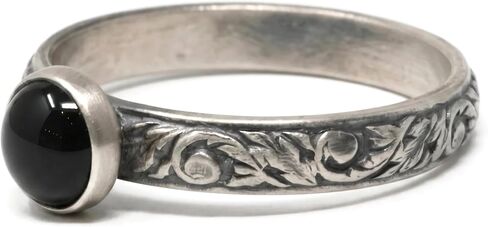 6mm Gemstone Sterling Silver Vine Pattern Ring in Saudi Arabia