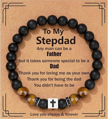 Father Day Gifts - Cross Beads Bracelet for Men Stainless Steel First Father Day Gifts for New Dad from Son Husband Birthday Christmas Christian Jewelry in Saudi Arabia