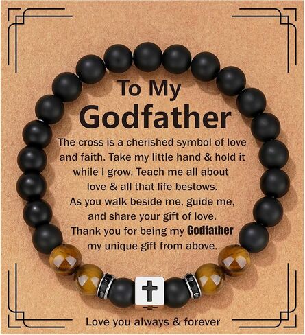 Father Day Gifts - Cross Beads Bracelet for Men Stainless Steel First Father Day Gifts for New Dad from Son Husband Birthday Christmas Christian Jewelry in Saudi Arabia