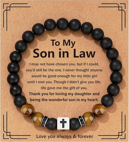 Father Day Gifts - Cross Beads Bracelet for Men Stainless Steel First Father Day Gifts for New Dad from Son Husband Birthday Christmas Christian Jewelry in Saudi Arabia
