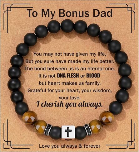 Father Day Gifts - Cross Beads Bracelet for Men Stainless Steel First Father Day Gifts for New Dad from Son Husband Birthday Christmas Christian Jewelry in Saudi Arabia