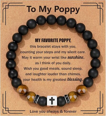 Father Day Gifts - Cross Beads Bracelet for Men Stainless Steel First Father Day Gifts for New Dad from Son Husband Birthday Christmas Christian Jewelry in Saudi Arabia