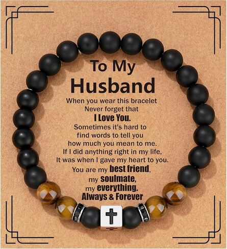 Father Day Gifts - Cross Beads Bracelet for Men Stainless Steel First Father Day Gifts for New Dad from Son Husband Birthday Christmas Christian Jewelry in Saudi Arabia