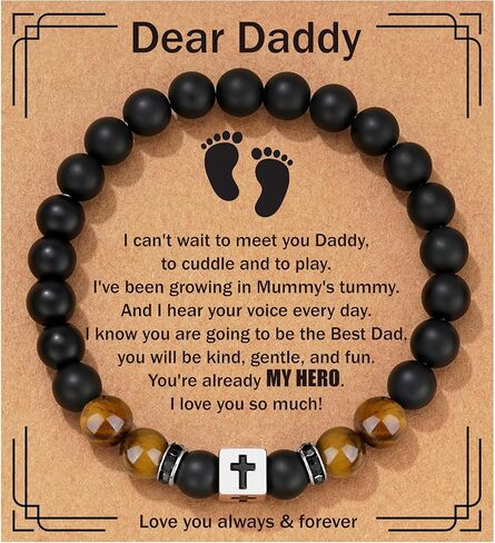 Father Day Gifts - Cross Beads Bracelet for Men Stainless Steel First Father Day Gifts for New Dad from Son Husband Birthday Christmas Christian Jewelry in Saudi Arabia