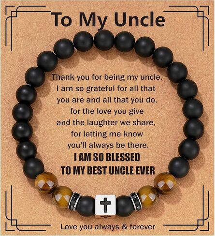 Father Day Gifts - Cross Beads Bracelet for Men Stainless Steel First Father Day Gifts for New Dad from Son Husband Birthday Christmas Christian Jewelry in Saudi Arabia