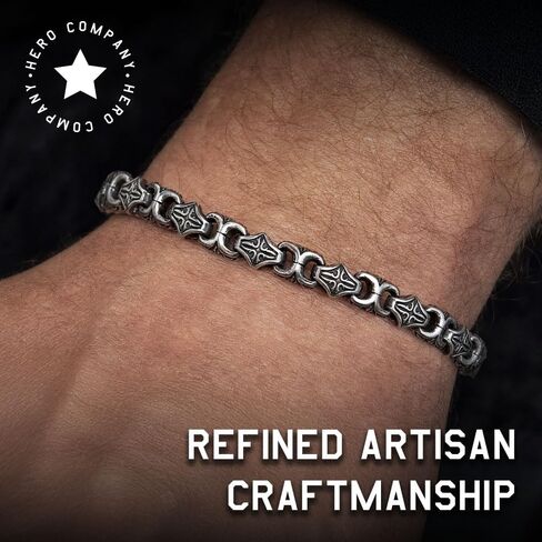 Hero Company Men’s Stainless Steel Bracelet - ‘Byzantine Legacy’ Bracelet for Men - Helps Pair Veterans With A Service Dog or Shelter Dog in Saudi Arabia