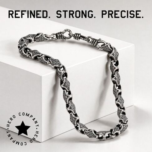 Hero Company Men’s Stainless Steel Bracelet - ‘Byzantine Legacy’ Bracelet for Men - Helps Pair Veterans With A Service Dog or Shelter Dog in Saudi Arabia