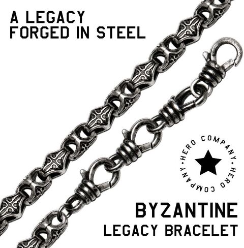 Hero Company Men’s Stainless Steel Bracelet - ‘Byzantine Legacy’ Bracelet for Men - Helps Pair Veterans With A Service Dog or Shelter Dog in Saudi Arabia