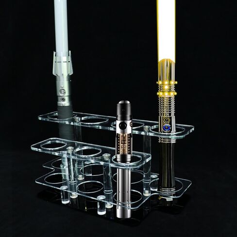Lightsaber Stand,Acrylic Multi-Hole Lightsaber Holder,Tabletop lightsaber display with 7 lightsabers displayed vertically for lightsaber organization (black) in Saudi Arabia