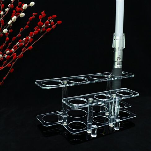 Lightsaber Stand,Acrylic Multi-Hole Lightsaber Holder,Tabletop lightsaber display with 7 lightsabers displayed vertically for lightsaber organization (black) in Saudi Arabia