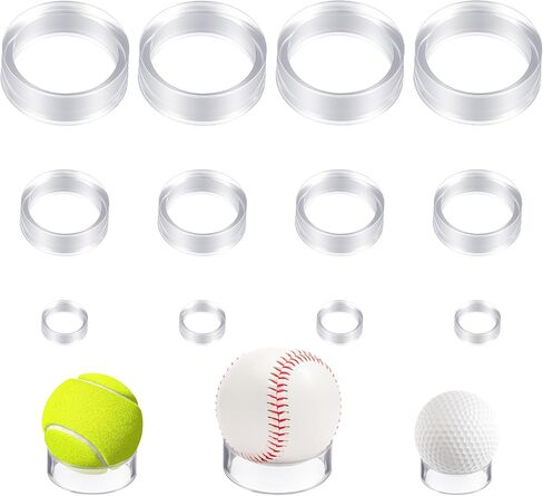 12 Pcs Baseball Holder, Clear Sphere Display Stand Acrylic Ball Stand Ring Sphere Holders - Small, Medium, Large Round Baseball Ring Stands for Baseballs Tennis Golf Balls Collections in Saudi Arabia