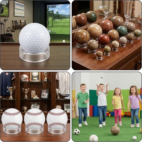 12 Pcs Baseball Holder, Clear Sphere Display Stand Acrylic Ball Stand Ring Sphere Holders - Small, Medium, Large Round Baseball Ring Stands for Baseballs Tennis Golf Balls Collections in Saudi Arabia