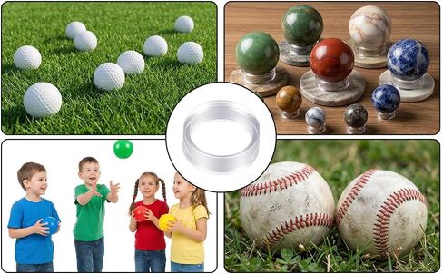 12 Pcs Baseball Holder, Clear Sphere Display Stand Acrylic Ball Stand Ring Sphere Holders - Small, Medium, Large Round Baseball Ring Stands for Baseballs Tennis Golf Balls Collections in Saudi Arabia