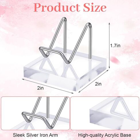 8 Pcs Crystal Display Stands, 2x2 Inch Acrylic and Metal Rock Display Holder, Clear Base with Silver Arms for Minerals, Geodes, Fossils, Agate, Coral, and Collectibles in Kuwait