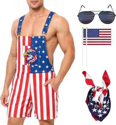 American Flag Overalls Men Women,4th of July Patriotic Bib Overalls for 250th Anniversary in Saudi Arabia