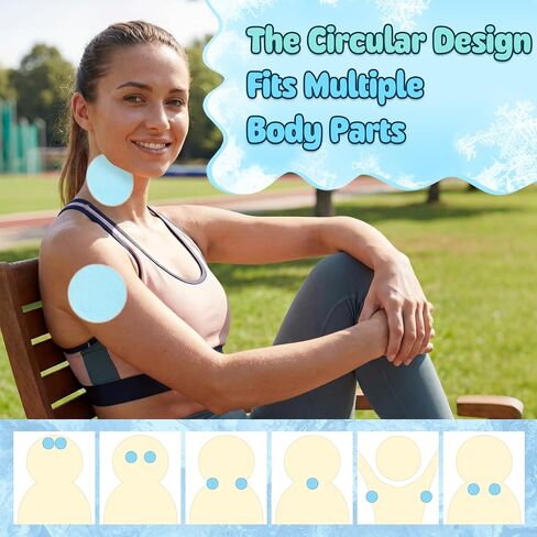 TrelaCo 24 Sheets Round Cooling Patches for Instant Relief from Heat Workouts Hot Flashes Hydrogel Patches Cooling Relief During Mild to Moderately Strenuous Activities in Kuwait