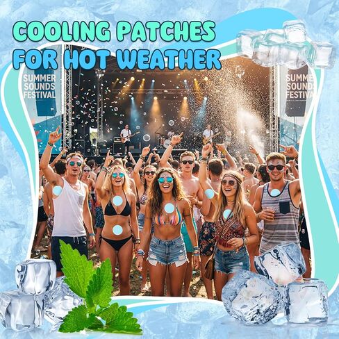 TrelaCo 24 Sheets Round Cooling Patches for Instant Relief from Heat Workouts Hot Flashes Hydrogel Patches Cooling Relief During Mild to Moderately Strenuous Activities in Kuwait