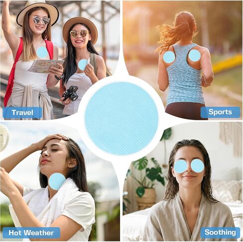 TrelaCo 24 Sheets Round Cooling Patches for Instant Relief from Heat Workouts Hot Flashes Hydrogel Patches Cooling Relief During Mild to Moderately Strenuous Activities in Kuwait
