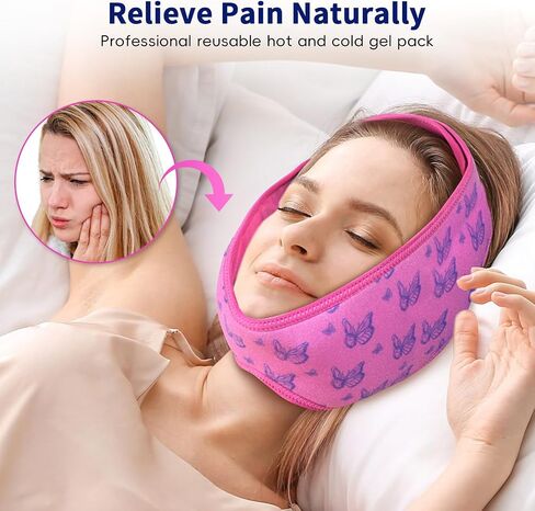 Wisdom Teeth Ice Pack Head Wrap for Pain Relief - Cold Hot Therapy for Face, Jaw & Oral Surgery with 4 Gel Packs, TMJ, Tooth Extraction, Tonsillectomy Recovery in Saudi Arabia