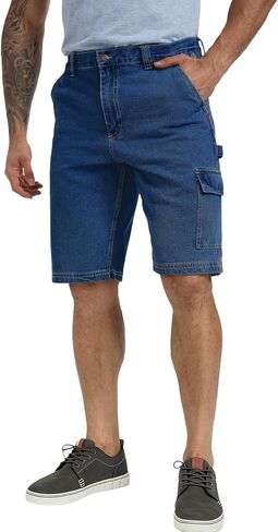 WORK IDEA Men's Cargo Denim Work Shorts, Relaxed Fit, Heavy Duty Cotton, Multiple Pockets and Durable Fabric in Saudi Arabia