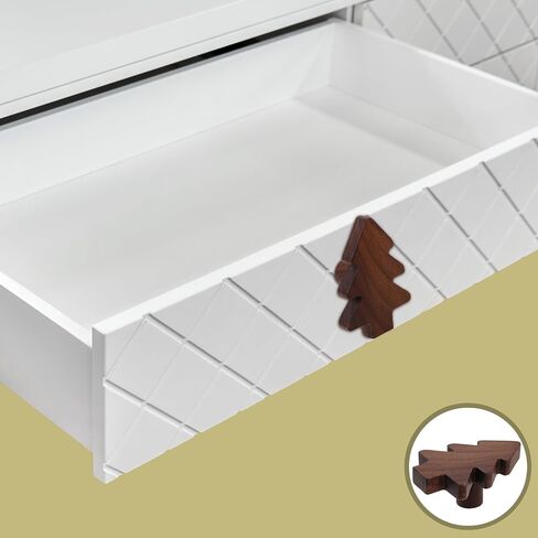 Uonlytech 3pcs Wood Christmas Tree Drawer Pulls Walnut Cabinet Handles for ’ Wardrobe Dresser Door Knobs Decorative Hardware for Holiday Furniture in Kuwait