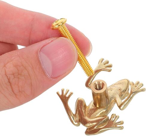 Healeved Solid Brass Frog Drawer Pulls, Vintage Frog Cabinet Handles for Dresser and Wardrobe, Animal-Shaped Brass Door Knobs for Nursery and Bedroom Furniture Decoration in Kuwait