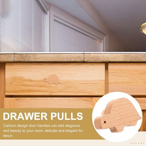 jojofuny Cartoon Animal Wood Pull Knob for Wardrobe Dresser Drawer Handle Solid Beech Wood Turtle Design with Screws for Nursery Furniture in Kuwait