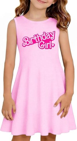 Qbily Girls Summer Sleeveless Dress A Line Swing Basic Skater Twirl Party Graphic Printed Dresses 5-14 Years in Saudi Arabia