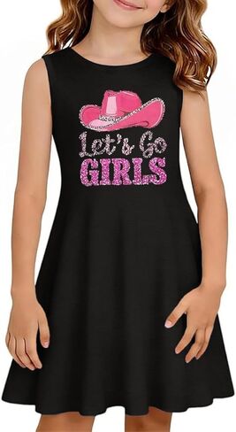 Qbily Girls Summer Sleeveless Dress A Line Swing Basic Skater Twirl Party Graphic Printed Dresses 5-14 Years in Saudi Arabia