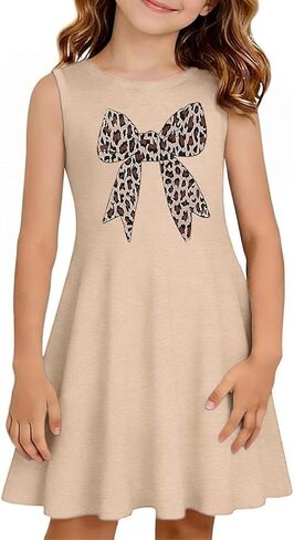 Qbily Girls Summer Sleeveless Dress A Line Swing Basic Skater Twirl Party Graphic Printed Dresses 5-14 Years in Saudi Arabia
